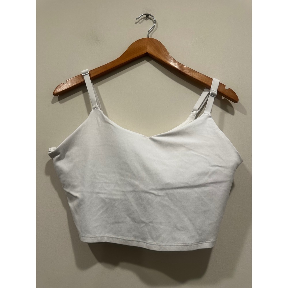 Athleta Aurora Crop Tank White V-Neck Shelf Bra Active Top 1X